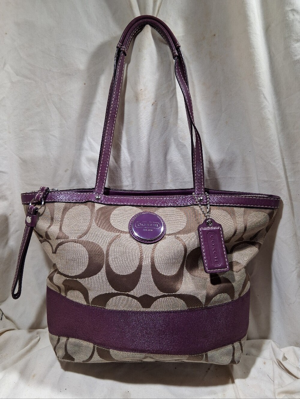 Coach signature stripe tote